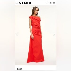 STAUD MAXI PHARE DRESS IN RED ROSS